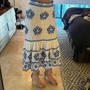 Blue and White Floral Women's Skirt